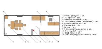 Чертеж Вагон-дом прорабская с офисом 8000х2500 мм